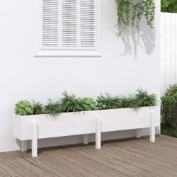 Canteiro elevado de jardim 160x30x38 cm pinho maciço branco