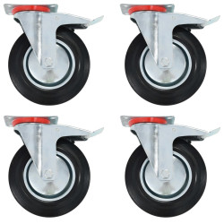 Rodas giratórias com travões duplos 4 pcs 200 mm