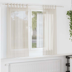 Cortinas de voile com aba 2 pcs creme