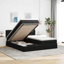 Estrutura de cama otomana com colchões 160x200 cm veludo preto