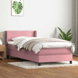 Cama com molas/colchão 80x220 cm veludo rosa