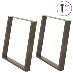 Pés para mesa de jantar em formato de u, 2 peças, aço natural, 90 x (72-73) cm, aço