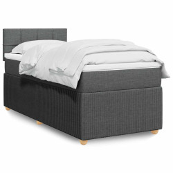 Cama com molas/colchão 90x190 cm tecido cinza-escuro