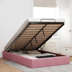 Ottoman bed frame no colchão rosa 120x200 cm veludo