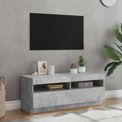 Móvel de TV com luzes LED 100x35x40 cm cinzento cimento
