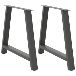 Pés para mesa de jantar em formato a, 2 peças, antracite, 90x (72-73) cm, aço
