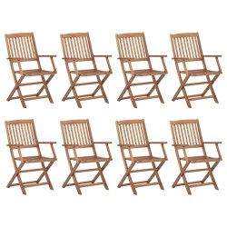Cadeiras de exterior dobráveis 8 pcs madeira de acácia maciça