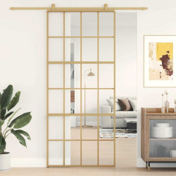 Porta deslizante 90x205 cm vidro esg/alumínio dourado