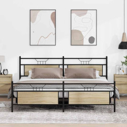 Estrutura de cama sem colchão 193x201cm metal carvalho sonoma