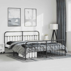Estrutura de cama com cabeceira e pés 183x213 cm metal preto