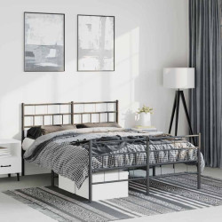 Estrutura de cama com cabeceira e pés 150x200 cm metal preto