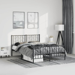 Estrutura de cama com cabeceira e pés 193x203 cm metal preto