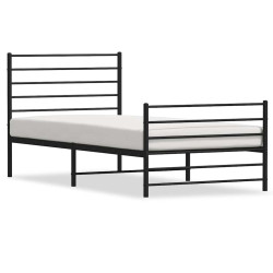 Estrutura de cama com cabeceira e pés 107x203 cm metal preto