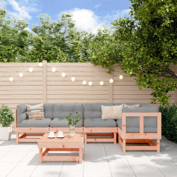 6 Pcs conj. lounge jardim c/ almofadões madeira douglas maciça