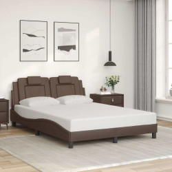 Estrutura de cama viana sem colchão couro artificial 140x190cm castanho