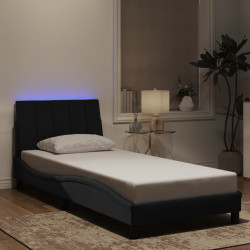 Estrutura de cama com LED sem colchão hanko 90x190 cm veludo preto