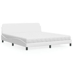 Cama com colchão dover 180x200 cm couro artificial branco