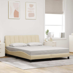 Estrutura de cama sem colchão hanko 160x200 cm tecido cor creme