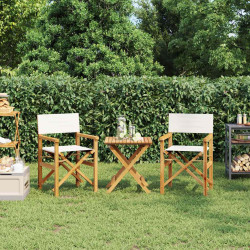 Cadeiras de realizador dobráveis 2 pcs teca maciça cor creme
