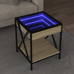 Mesa de centro luzes LED infinity 40x40x49 cm carvalho sonoma