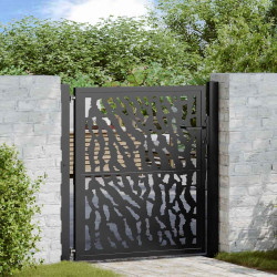 Portão de jardim preto 100x100 cm aço com design de rastros
