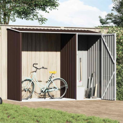 Abrigo de lenha p/ jardim 245x98x159cm aço galvanizado castanho