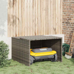 Garagem para cortador de relva 86x90x52/57 cm vime PE cinzento