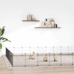 Gaiola p/ animais de 36 painéis c/ porta 35x35 cm aço preto