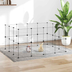 Gaiola p/ animais de 28 painéis c/ porta 35x35 cm aço preto