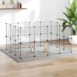 Gaiola p/ animais de 28 painéis c/ porta 35x35 cm aço preto
