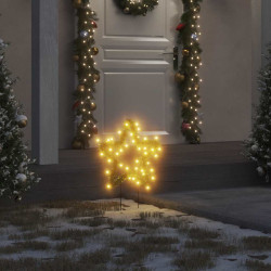 Decoração estrela de natal c/ luz e estacas 3 pcs 50 leds 29 cm