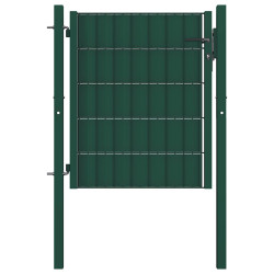 Portão de cerca em PVC e aço 100x100 cm verde