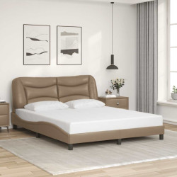 Estrutura de cama sem colchão hvar 160x200 cm couro artificial cappuccino