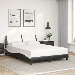 Estrutura de cama sem colchão zadar couro artif. 140x190cm preto/branco
