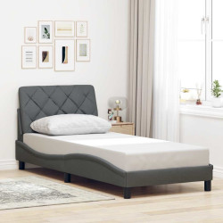 Estrutura de cama sem colchão 90x200 cm tecido cinzento-escuro
