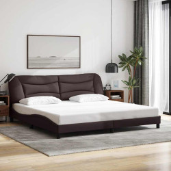 Estrutura de cama sem colchão hvar 200x200 cm tecido castanho-escuro