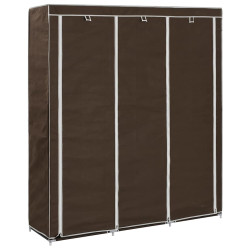 Roupeiro compartimentos e varões 150x45x175cm tecido castanho