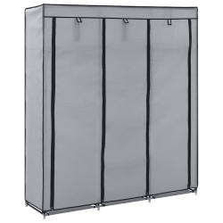 Roupeiro c/ compartimentos e varões 150x45x175 cm tecido cinza