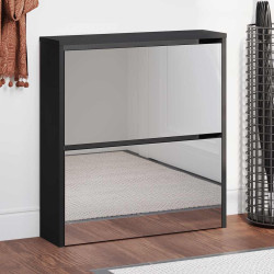 Sapateira com espelho de 2 divisórias 63x17x67cm preto