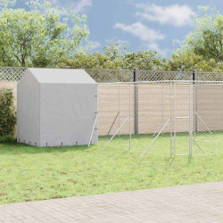 Canil de exterior com teto 6x6x2,5 m aço galvanizado prateado