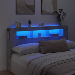 Cabeceira c/ leds 180x18,5x103,5 cm cinzento-cimento