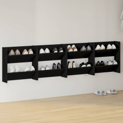 Sapateiras de parede 4 pcs derivados de madeira preto