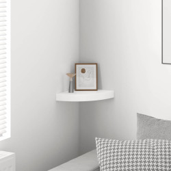 Prateleira de canto flutuante branco brilhante 25x25x3,8 cm MDF