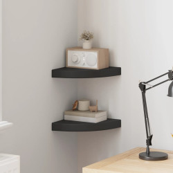 Prateleiras de canto suspensas 2 pcs 25x25x3,8cm MDF preto