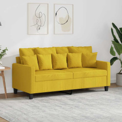 Sofá de 2 lugares 140 cm tecido amarelo-claro