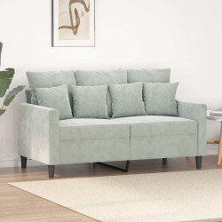 Sofá de 2 lugares 120 cm veludo cinzento-claro