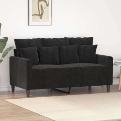 Sofá de 2 lugares veludo 120 cm preto
