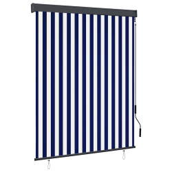Estore de rolo para exterior 140x250 cm azul e branco