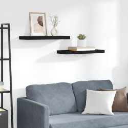 Prateleiras de parede suspensas 2 pcs 60x23,5x3,8 cm MDF preto
