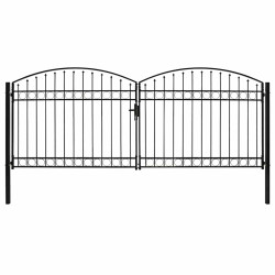 Portão de cerca assen porta dupla com topo arqueado em aço 400x175 cm